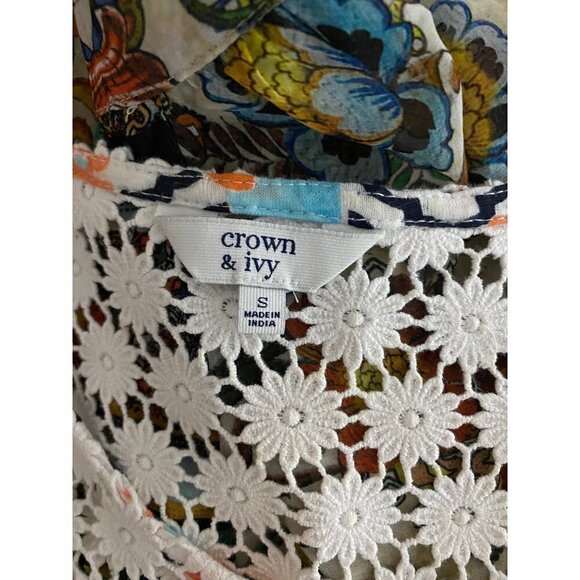 Crown & Ivy Floral Ruffle Tank Top Womens Size S - Picture 5 of 7